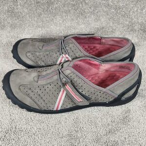 Privo by Clarks Slip On Sneakers Grey Pink Perforated Leather Womens Size 11 M